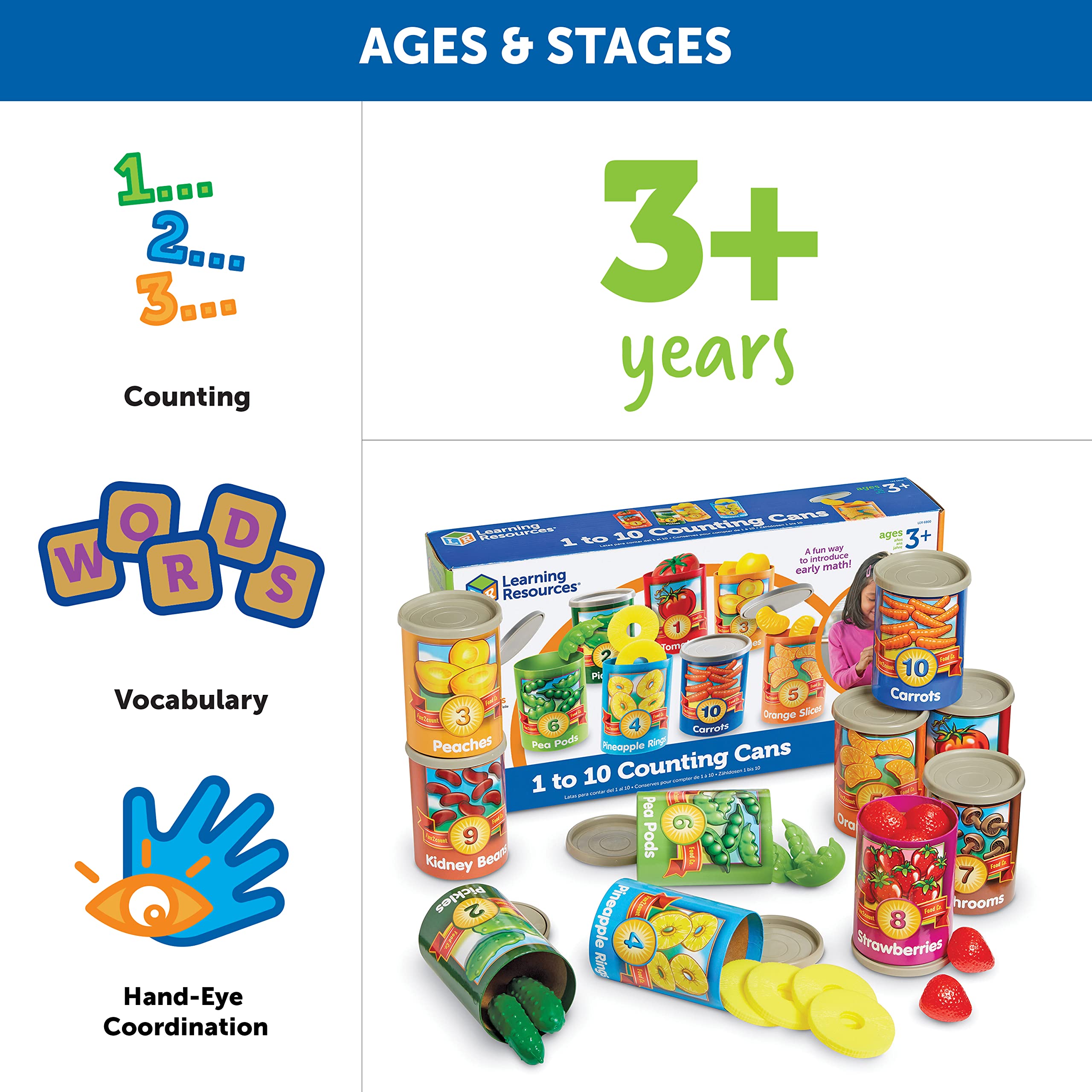 Foto 6 pulgar | Recursos De Aprendizaje Para Contar Latas, De Una A Diez, 65 Piezas, 3 O Más - Venta Internacional.