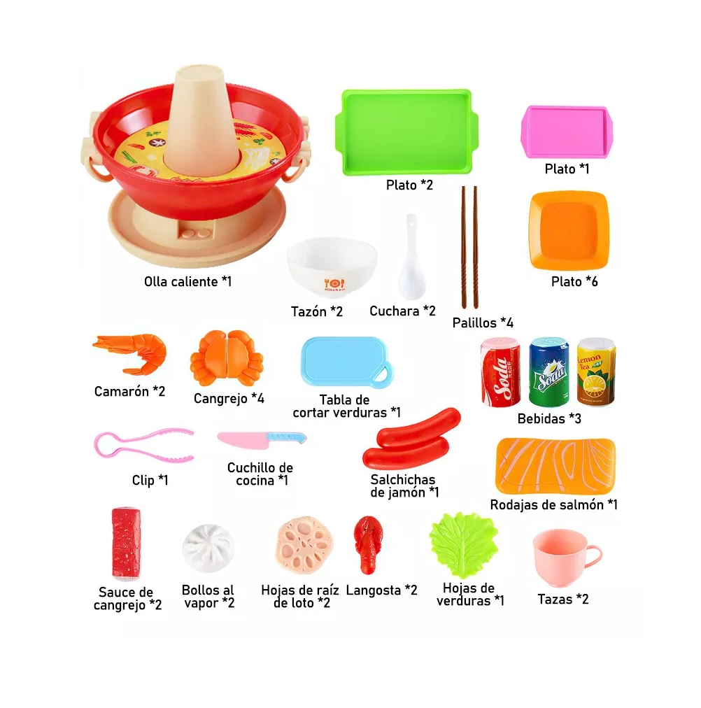 Foto 3 pulgar | Juguetes Cocina Para Niños, Frutas Y Verduras, Fondue 100 Pzs Colores