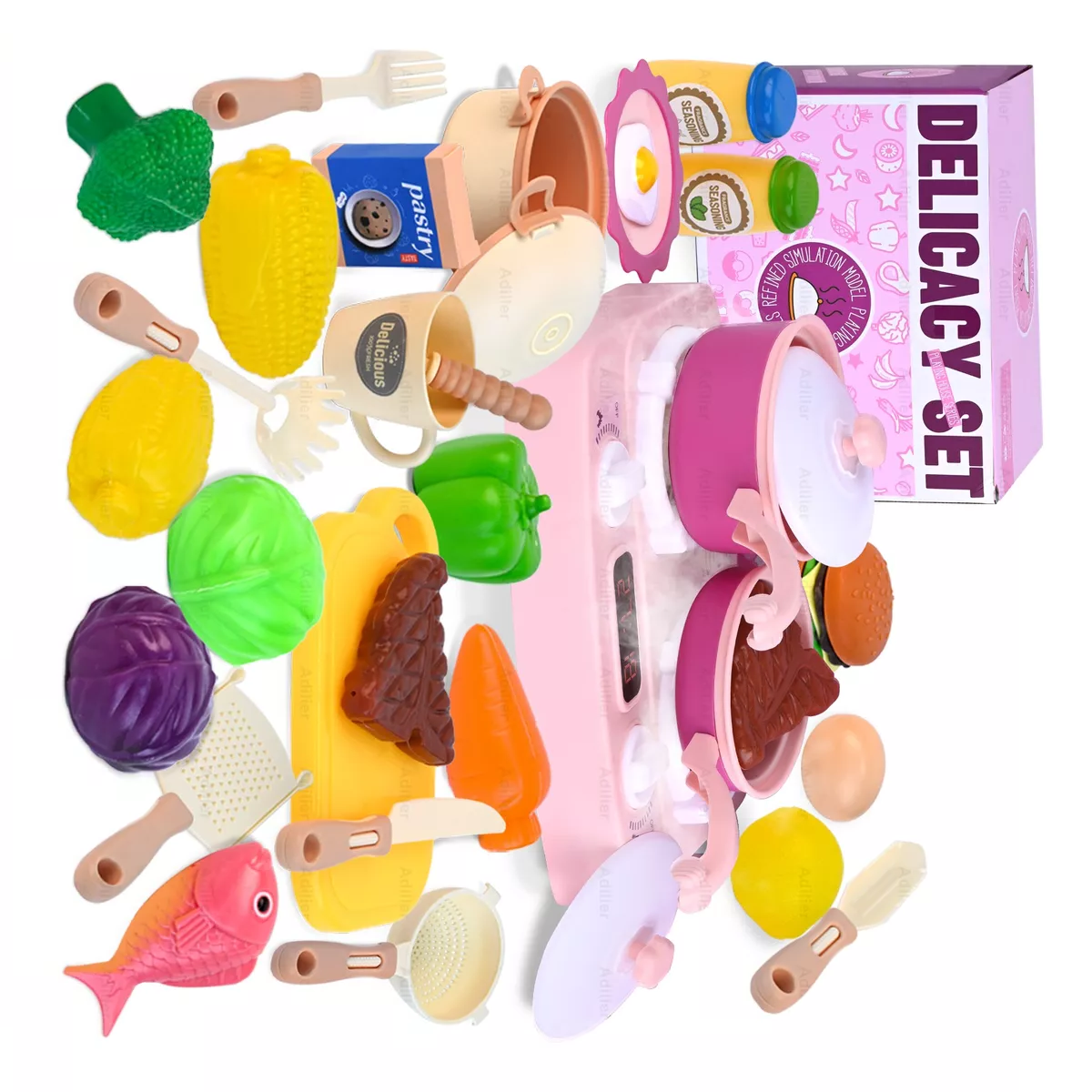 Foto 4 pulgar | Juguete De Cocina Para Niños Luz Sonido Agua Vapor Spray 29 Pcs Violeta