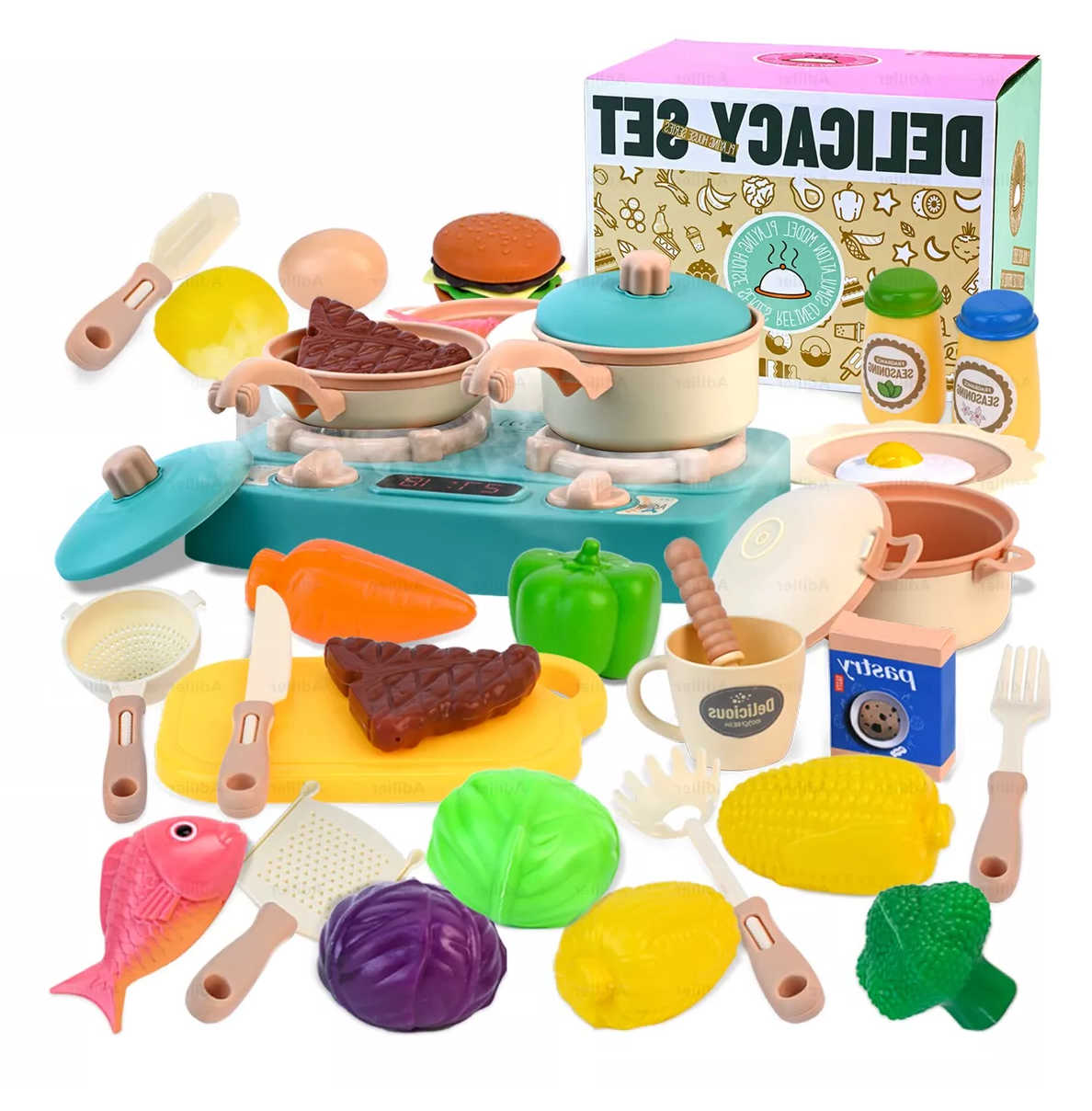 Foto 3 pulgar | Juguete De Cocina Niños Luz Sonido Agua Vapor Spray 29 Pcs Verde