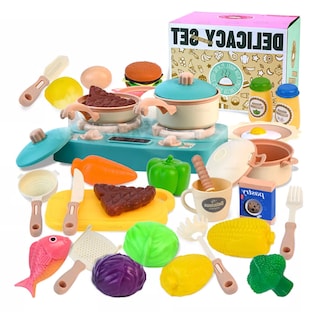 Foto 2 | Juguete De Cocina Niños Luz Sonido Agua Vapor Spray 29 Pcs Verde
