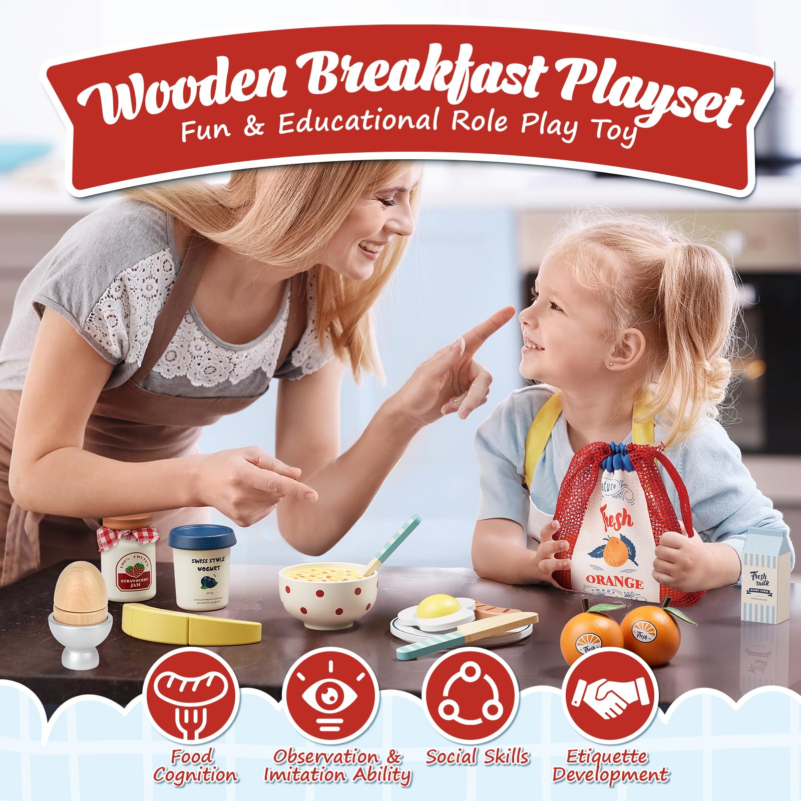 Foto 4 pulgar | Juego De Juguetes De Madera Lehoo Castle Para Cocina Infantil, Juego De Comida - Venta Internacional.
