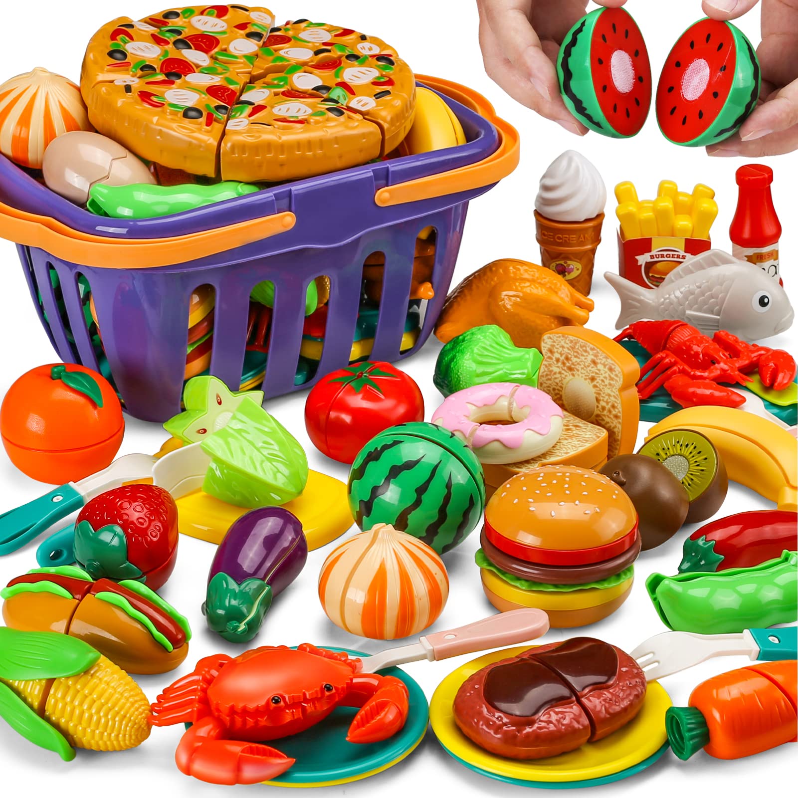 Comida de Juguete Jasnkkont 87 Piezas con Cesta - Venta Internacional