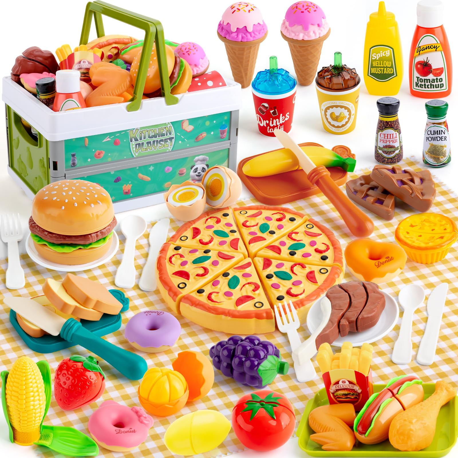 Set de Comida de Juguete Kodatek 78 Piezas con Cesta de Almacenamiento - Venta Internacional