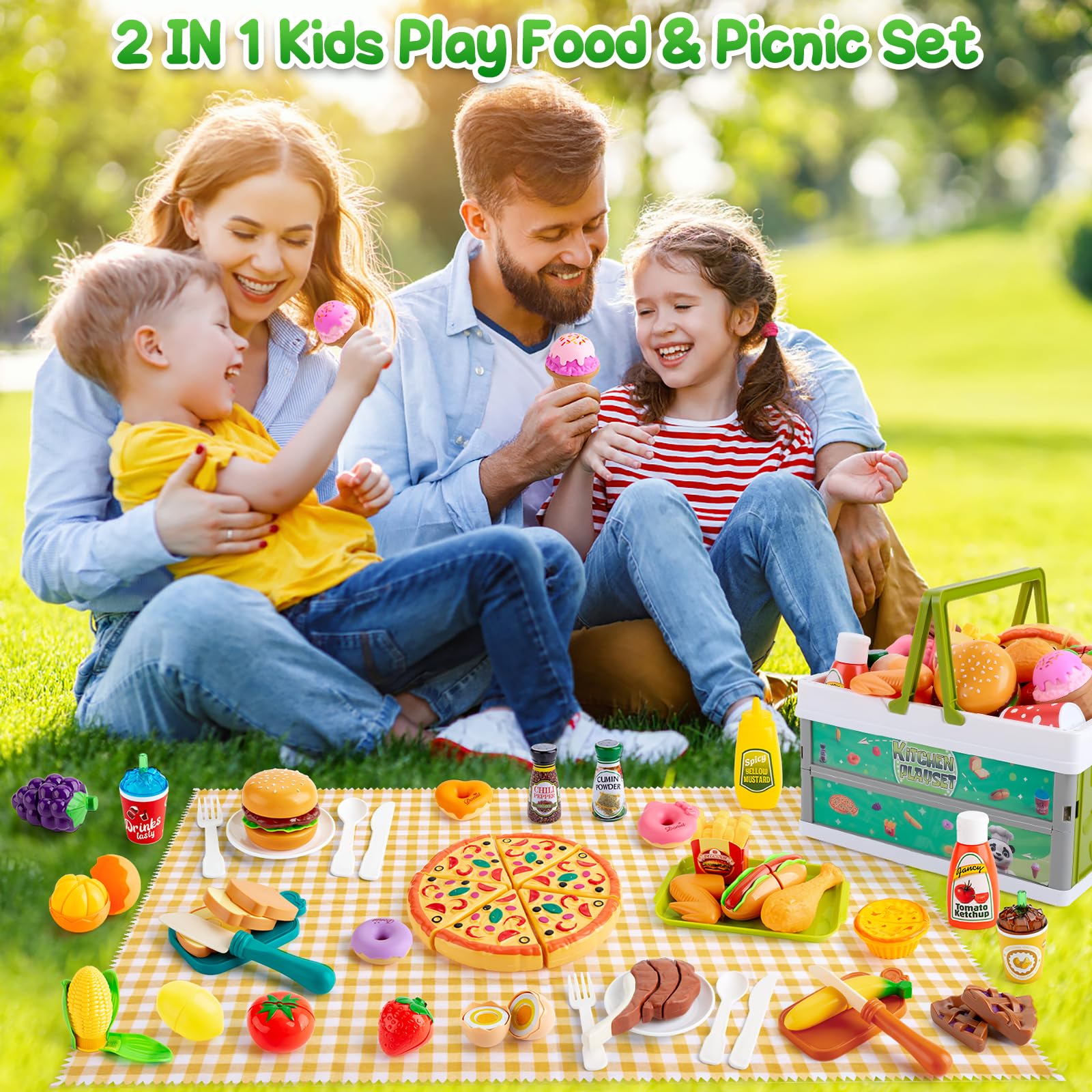 Foto 7 pulgar | Set de Comida de Juguete Kodatek 78 Piezas con Cesta de Almacenamiento - Venta Internacional