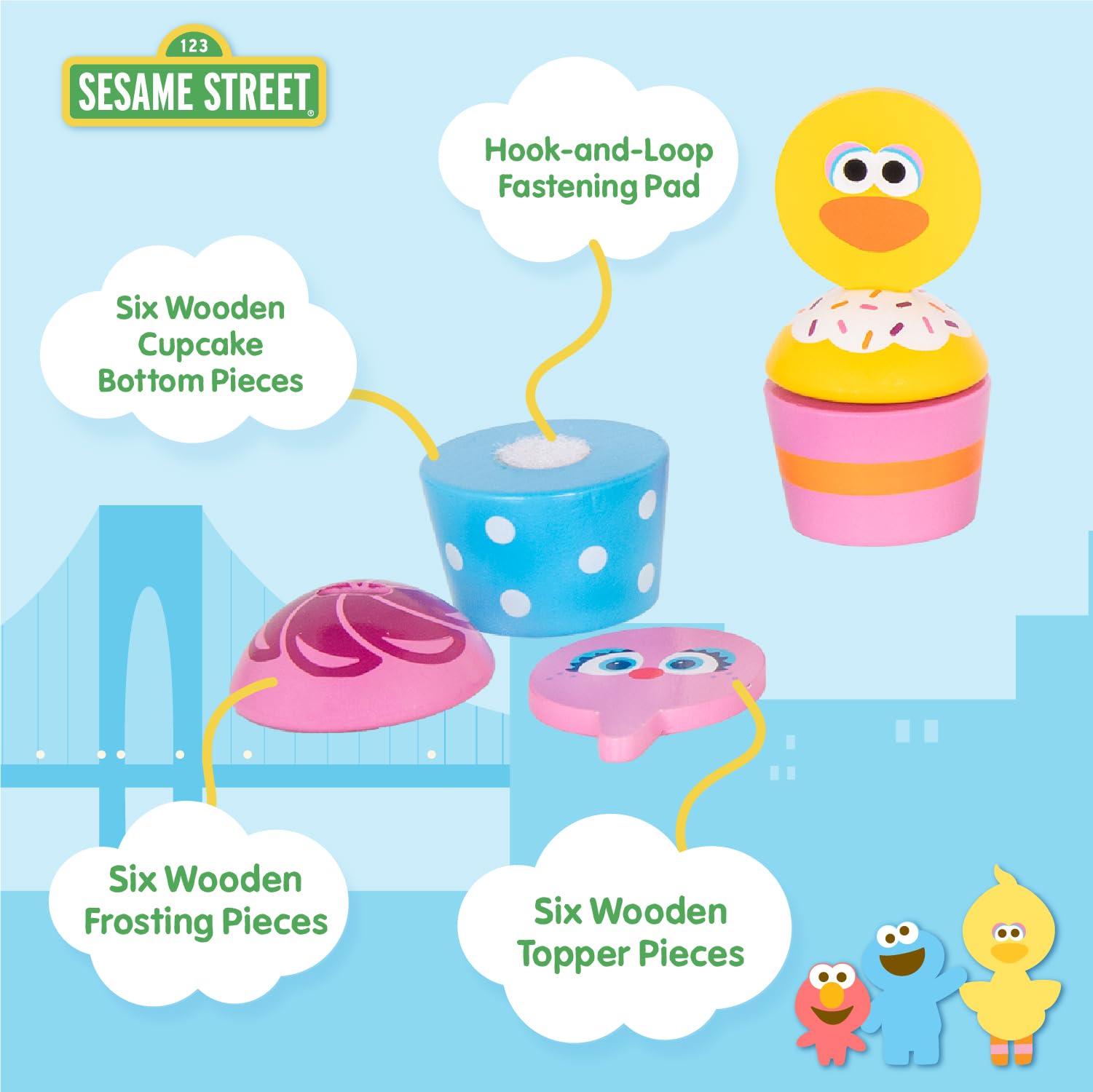 Foto 4 pulgar | Set De Magdalenas Kids Preferred Sesame Street-wood Mix-n-match - Venta Internacional.
