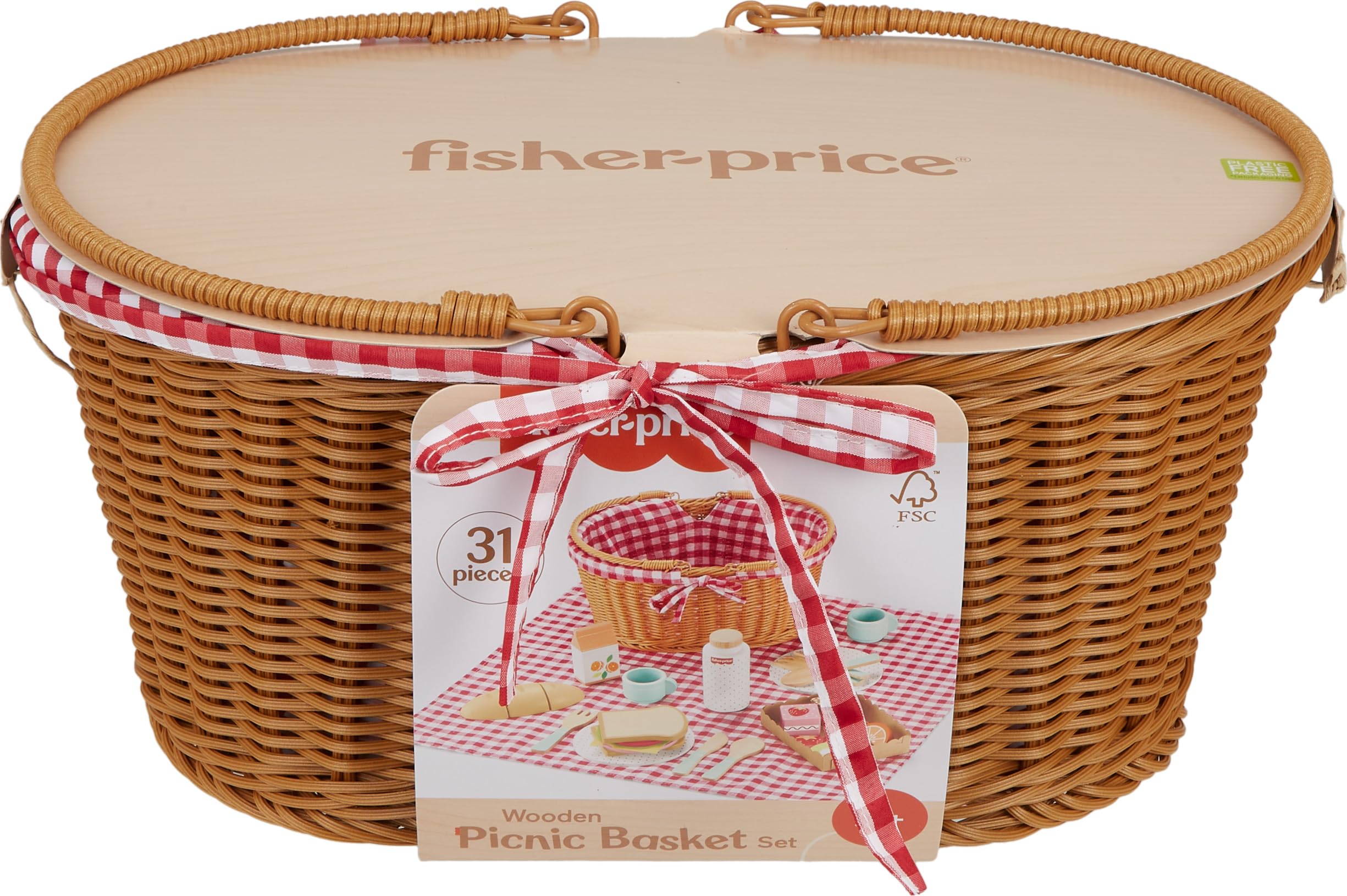 Foto 1 | Cesta de Pícnic Pretend Play de Madera Fisher-price 31 Piezas - Venta Internacional