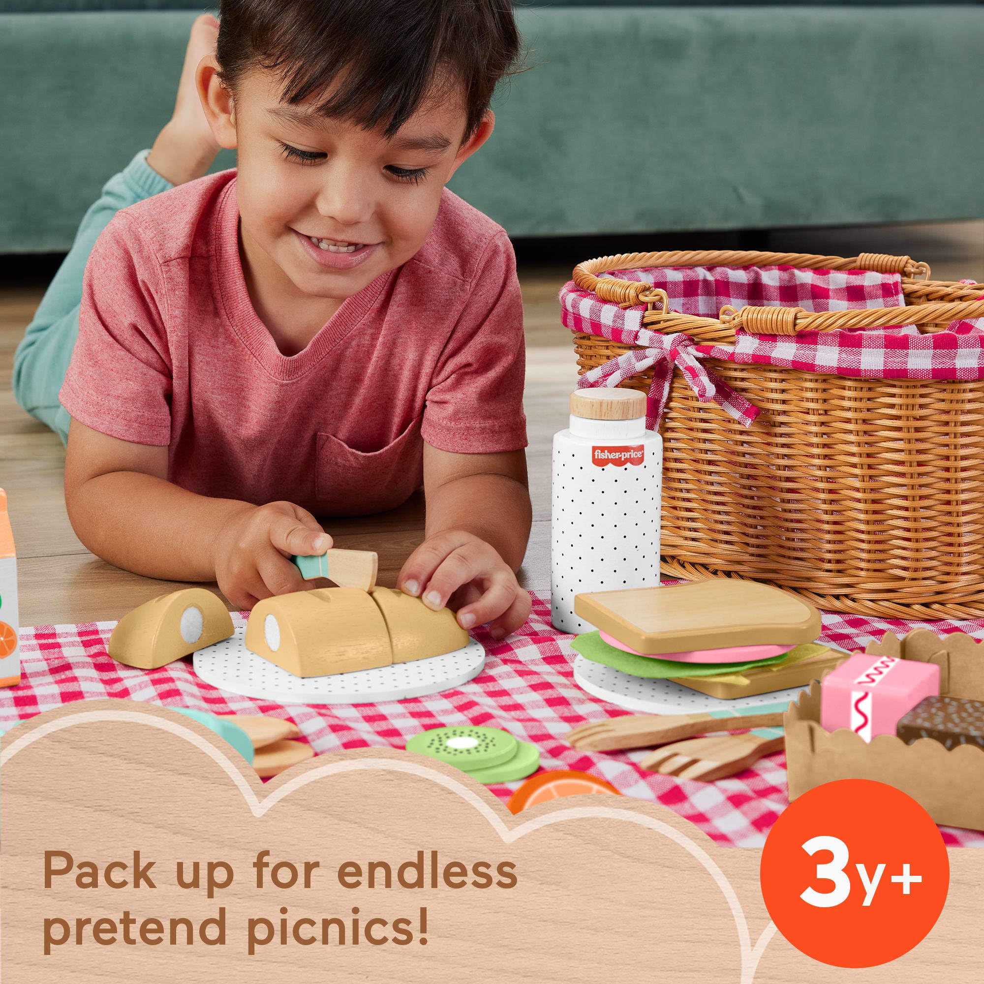 Foto 3 pulgar | Cesta de Pícnic Pretend Play de Madera Fisher-price 31 Piezas - Venta Internacional
