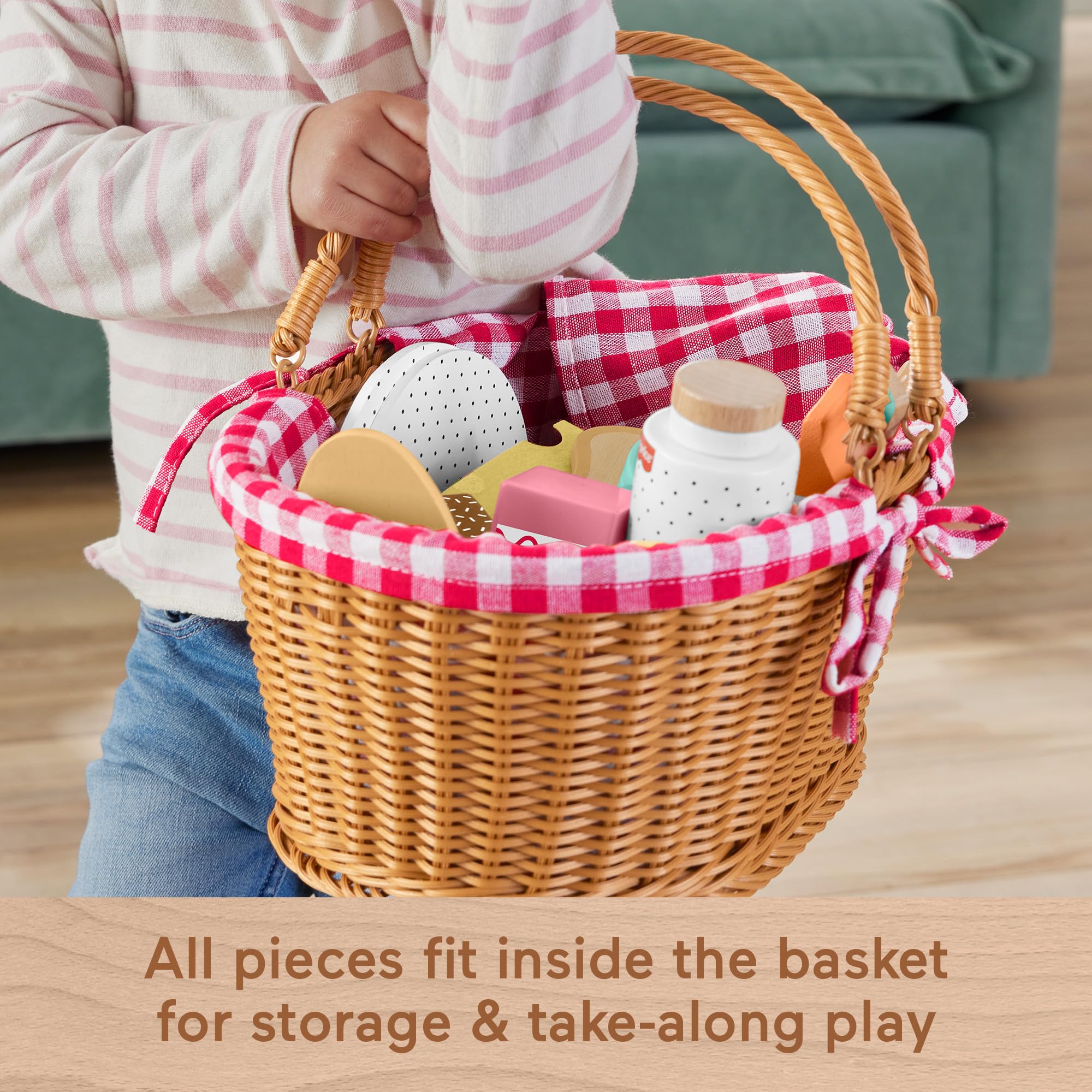 Foto 5 pulgar | Cesta de Pícnic Pretend Play de Madera Fisher-price 31 Piezas - Venta Internacional