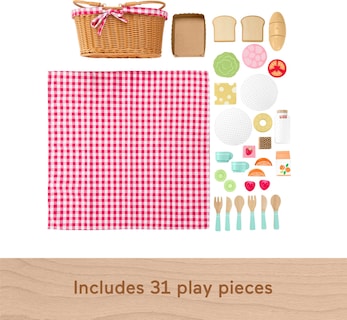 Foto 5 | Cesta de Pícnic Pretend Play de Madera Fisher-price 31 Piezas - Venta Internacional