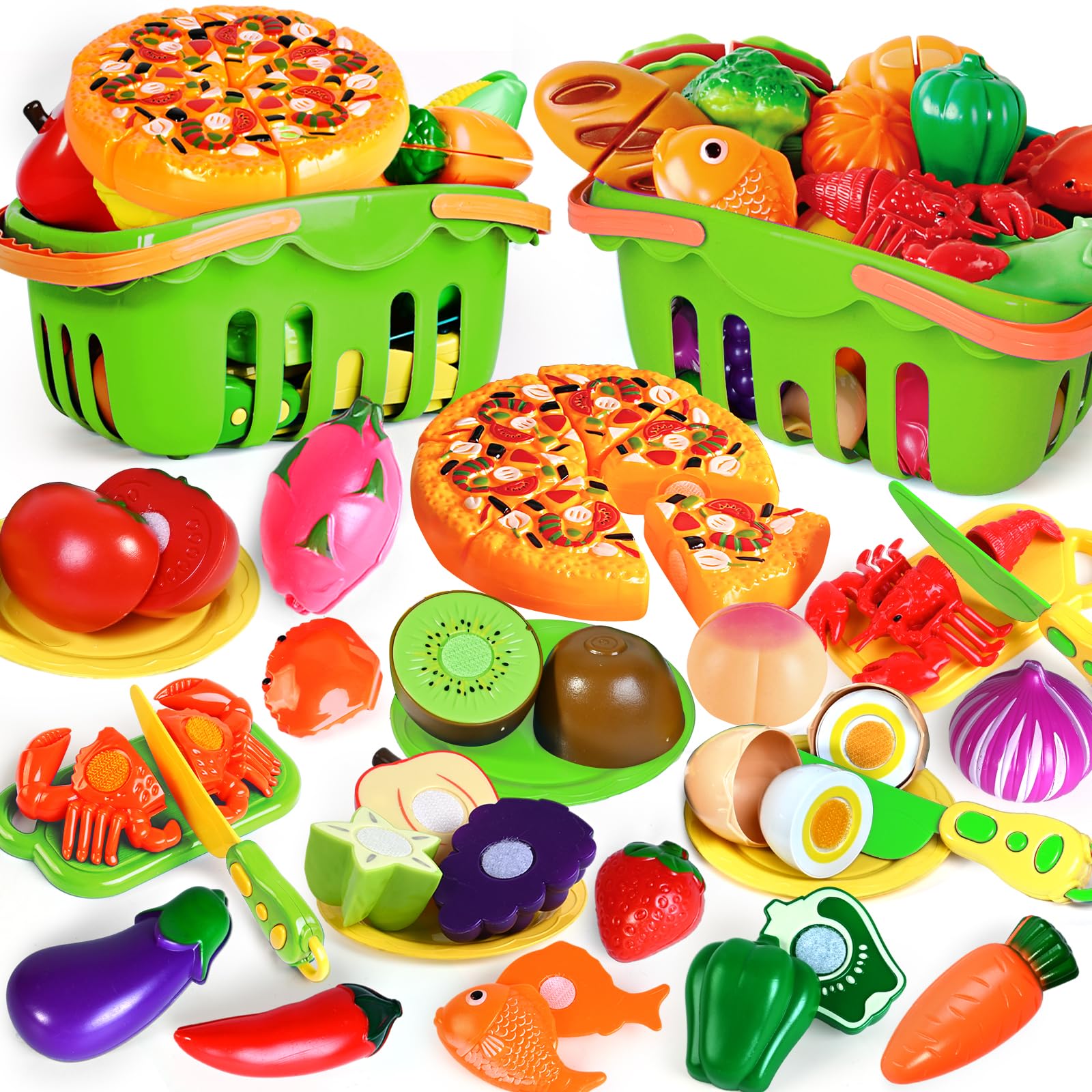 Foto 2 pulgar | Juego De Juguetes Play Food Baodlon 100 Unidades Con 2 Cestas Para Niños De 2 A 5 Años - Venta Internacional.