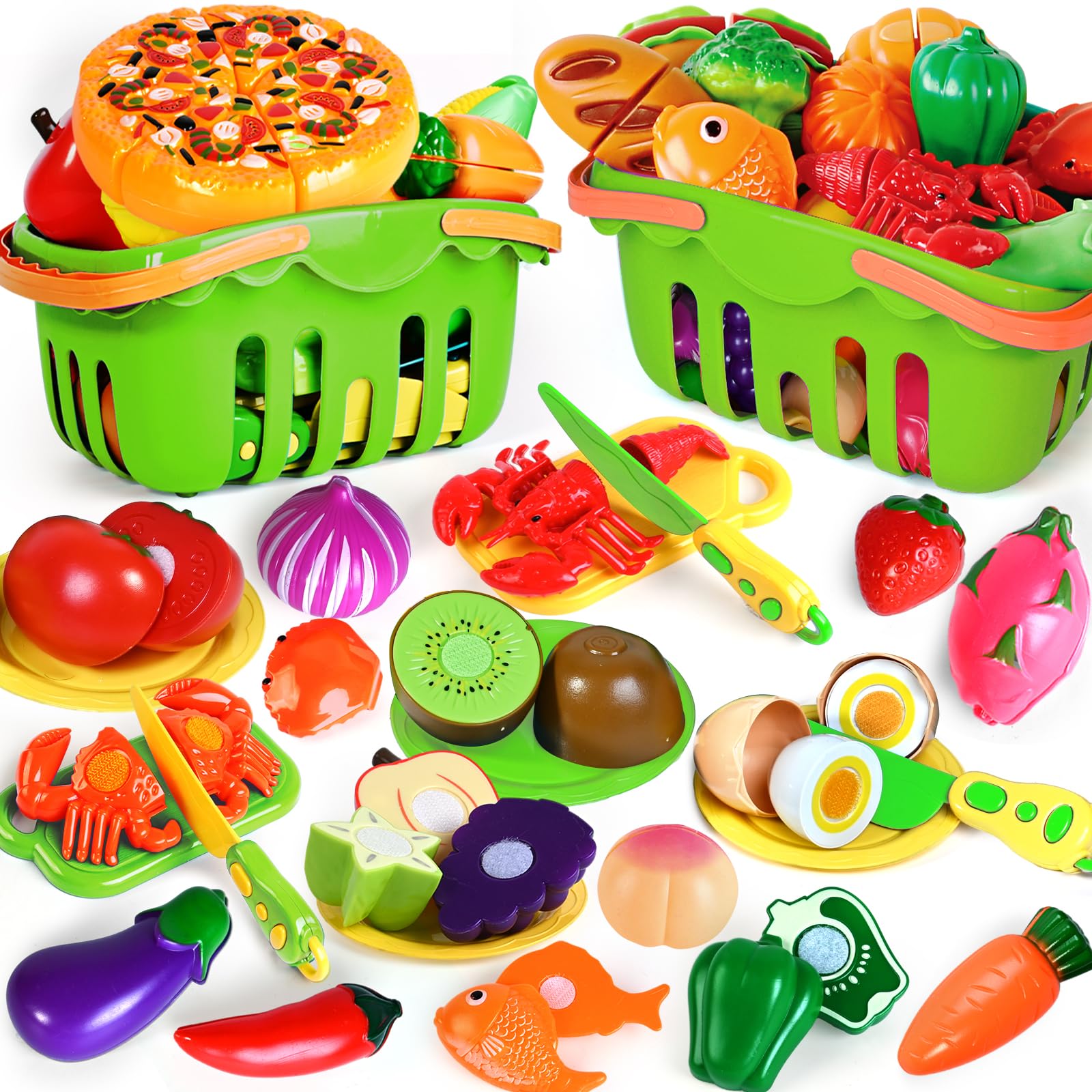 Foto 8 pulgar | Juego De Juguetes Play Food Baodlon 100 Unidades Con 2 Cestas Para Niños De 2 A 5 Años - Venta Internacional.