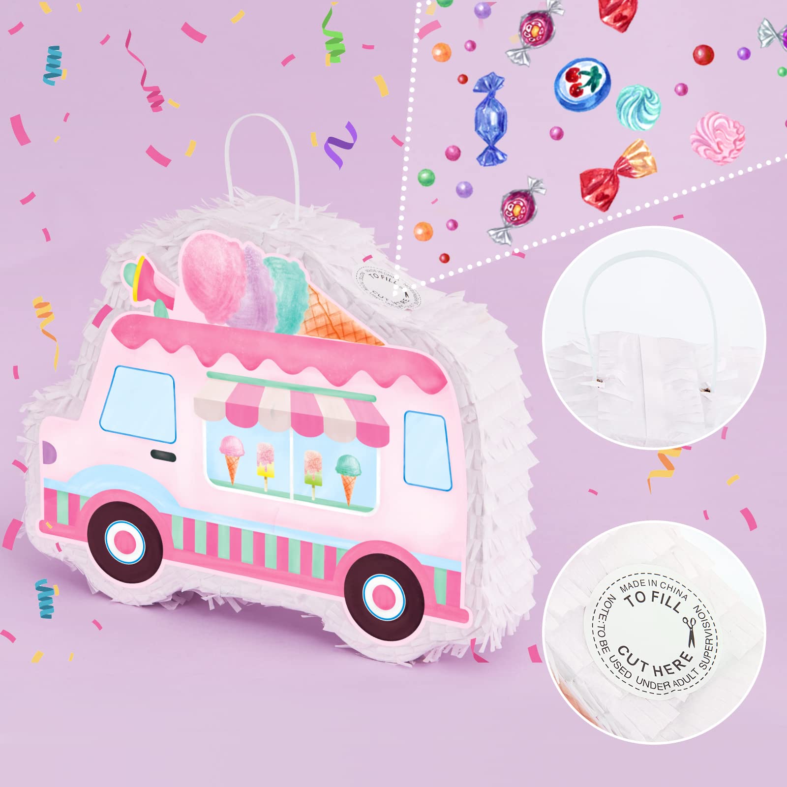 Foto 6 pulgar | Ice Cream Piñata Wernnsai, Camión De Helados Para Niños Y Niñas - Venta Internacional.