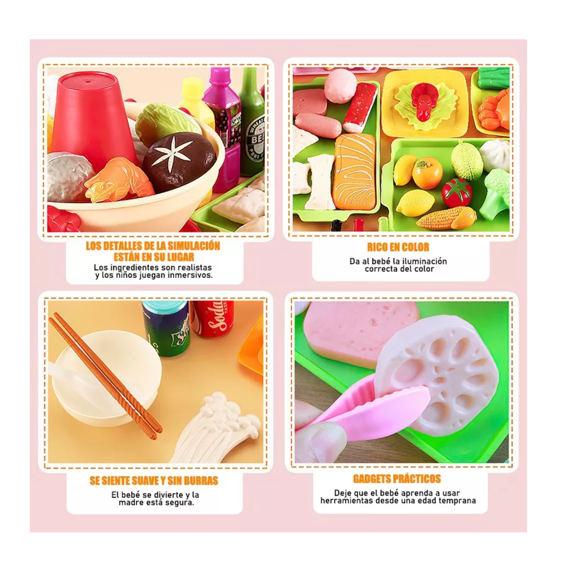 Foto 4 pulgar | Juguetes De Cocina Para Niños, Frutas Y Verduras, Fondue 100 Pzs, Colores