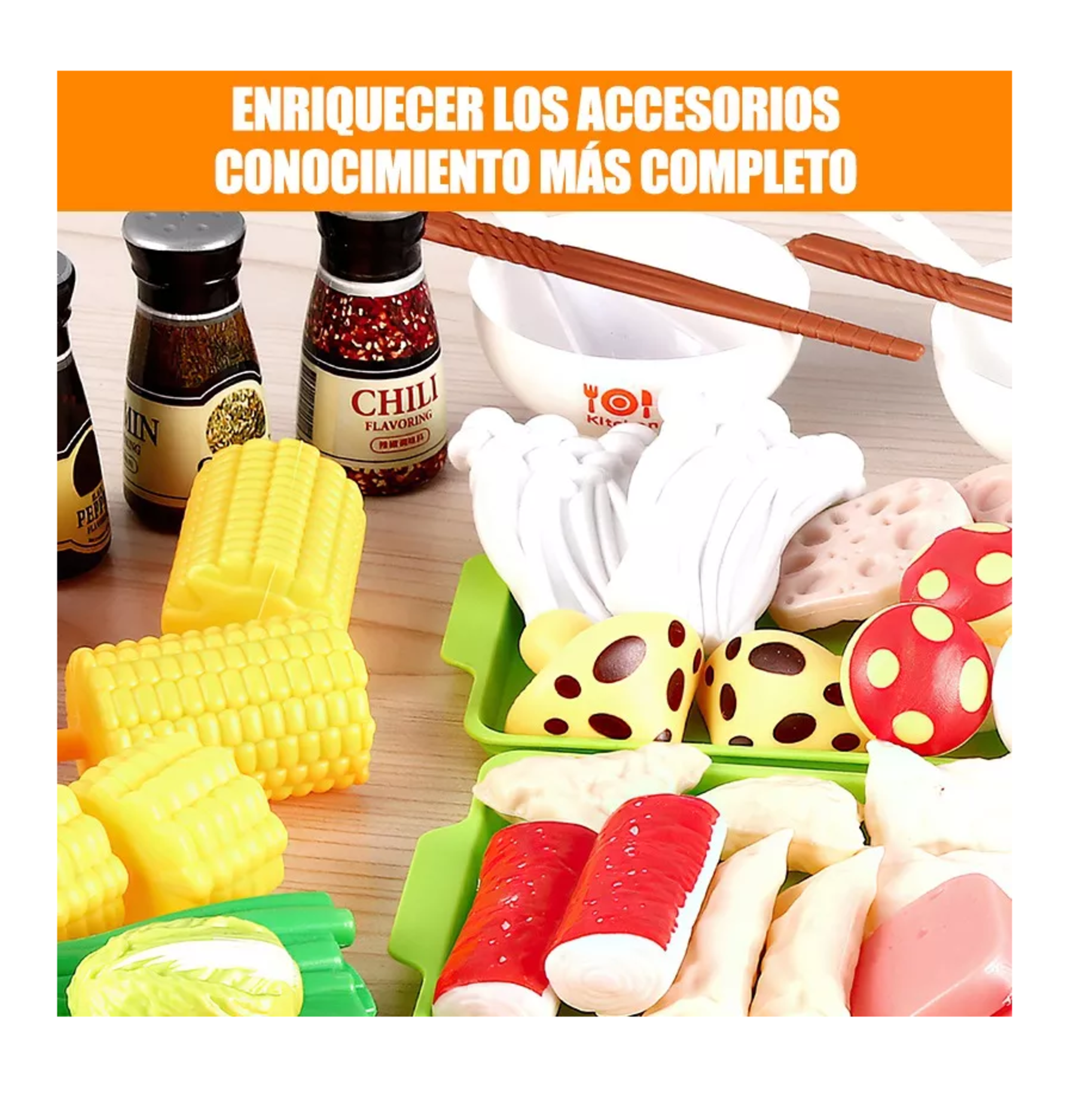 Foto 4 | Juguetes De Cocina Para Niños, Frutas Y Verduras, Fondue 100 Pzs, Colores