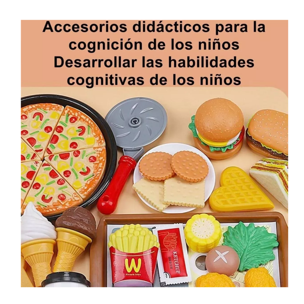 Foto 6 pulgar | Juego De Elementos De Cocina, Juguetes De Comida Para Niños Colores Belug