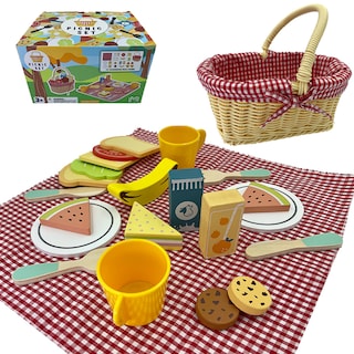 Foto 1 | Picnic De Juguete Para Niños Con Accesorios De Madera Juguete Juego De Imitación Mágicamente