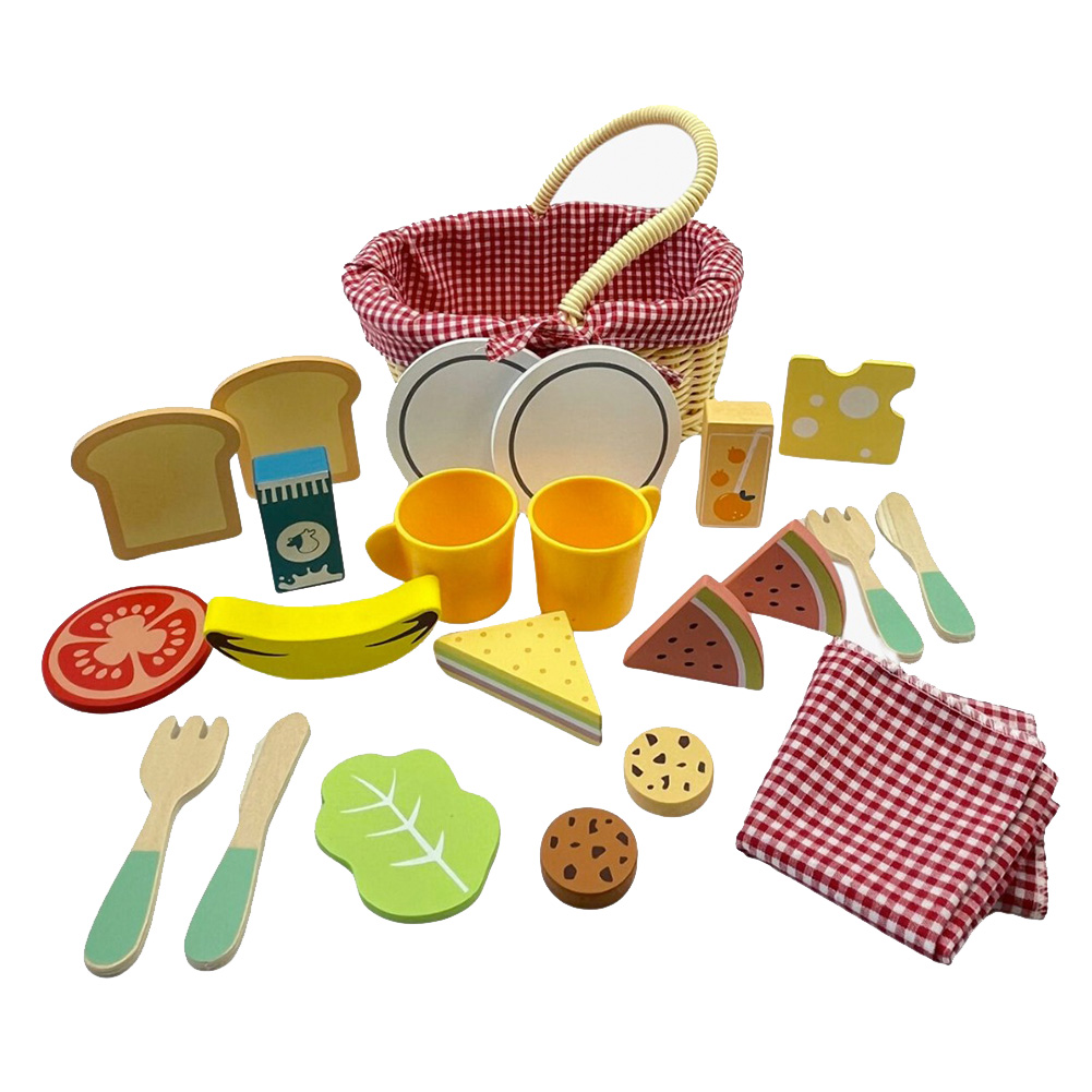 Foto 3 pulgar | Picnic De Juguete Para Niños Con Accesorios De Madera Juguete Juego De Imitación Mágicamente