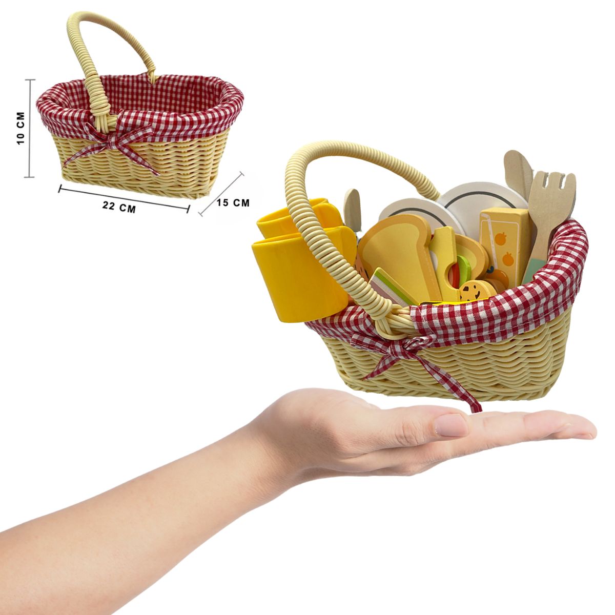 Foto 4 | Picnic De Juguete Para Niños Con Accesorios De Madera Juguete Juego De Imitación Mágicamente