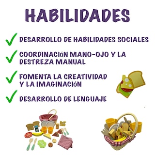 Foto 5 | Picnic De Juguete Para Niños Con Accesorios De Madera Juguete Juego De Imitación Mágicamente