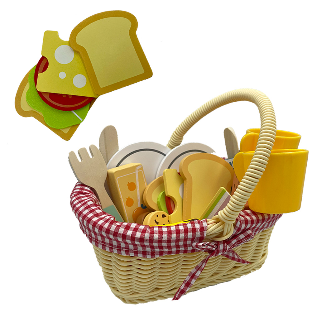 Foto 7 pulgar | Picnic De Juguete Para Niños Con Accesorios De Madera Juguete Juego De Imitación Mágicamente