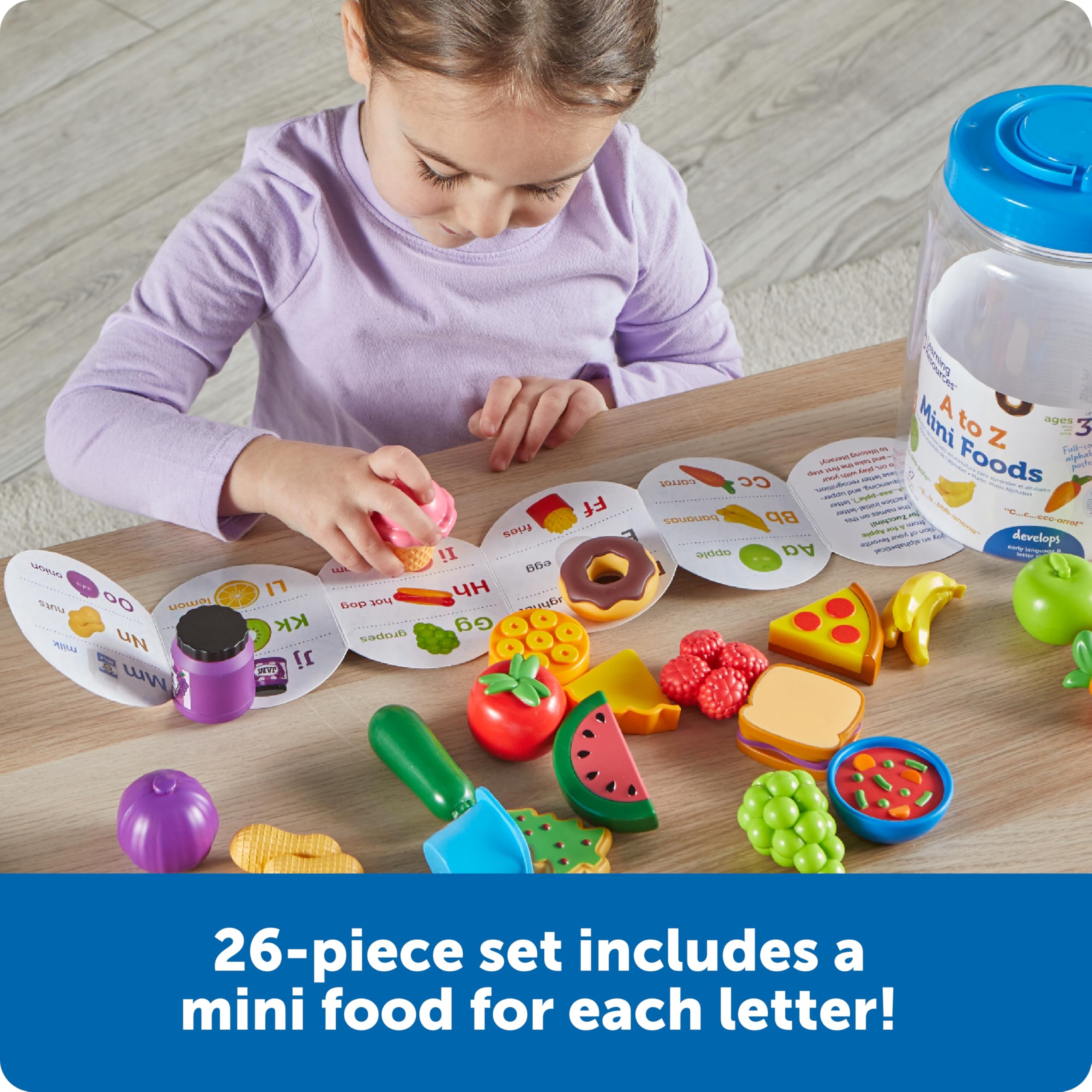 Foto 3 pulgar | Play Food Set Learning Resources A To Z Mini Foods Kids - Venta Internacional.