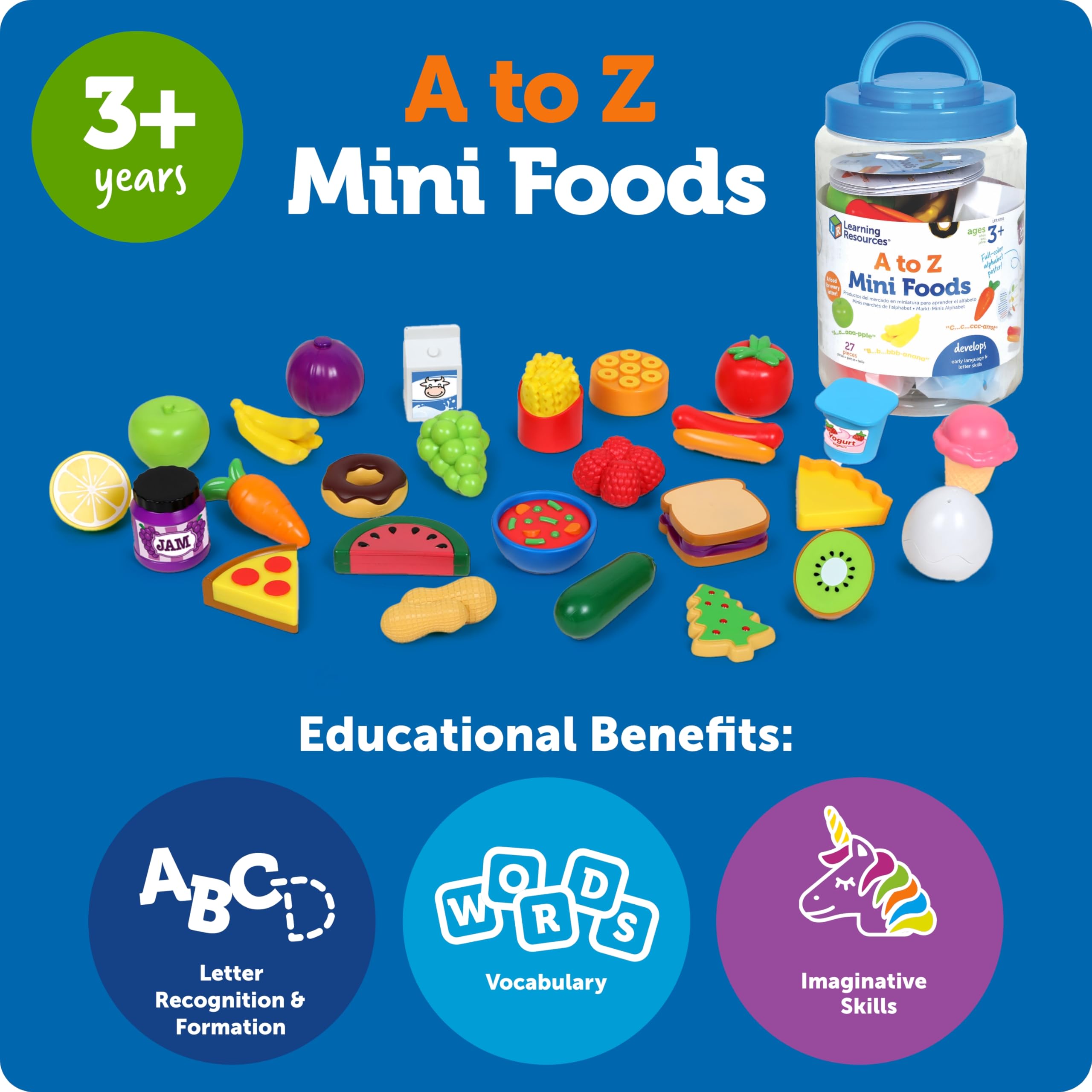 Foto 6 pulgar | Play Food Set Learning Resources A To Z Mini Foods Kids - Venta Internacional.