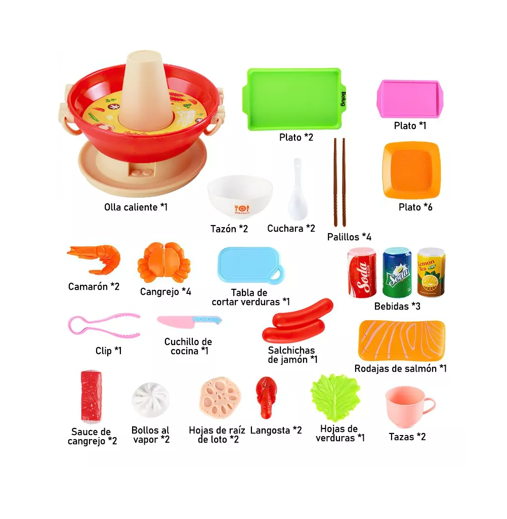 Foto 4 pulgar | Juguetes Cocina Para Niños, Frutas Y Verduras, Belug Fondue 100 Pzs Colores