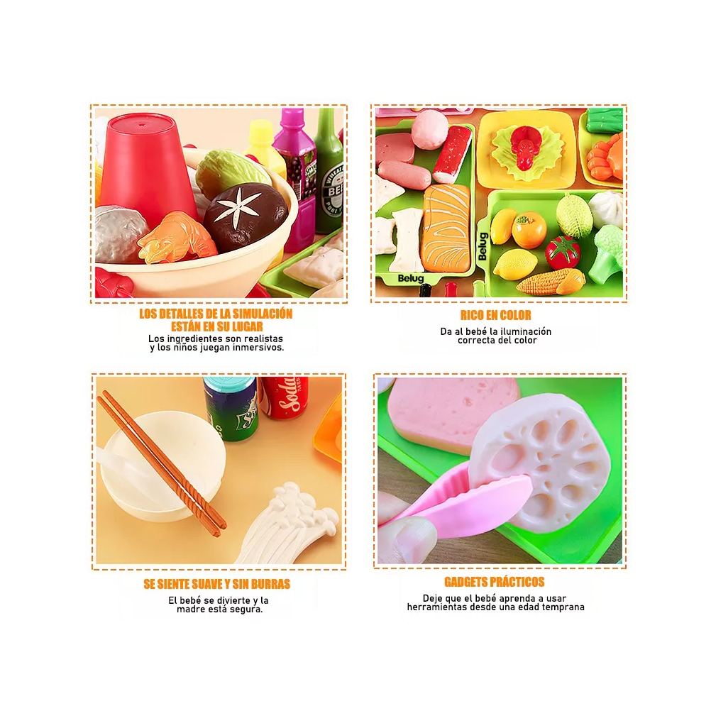 Foto 6 pulgar | Juguetes Cocina Para Niños, Frutas Y Verduras, Belug Fondue 100 Pzs Colores