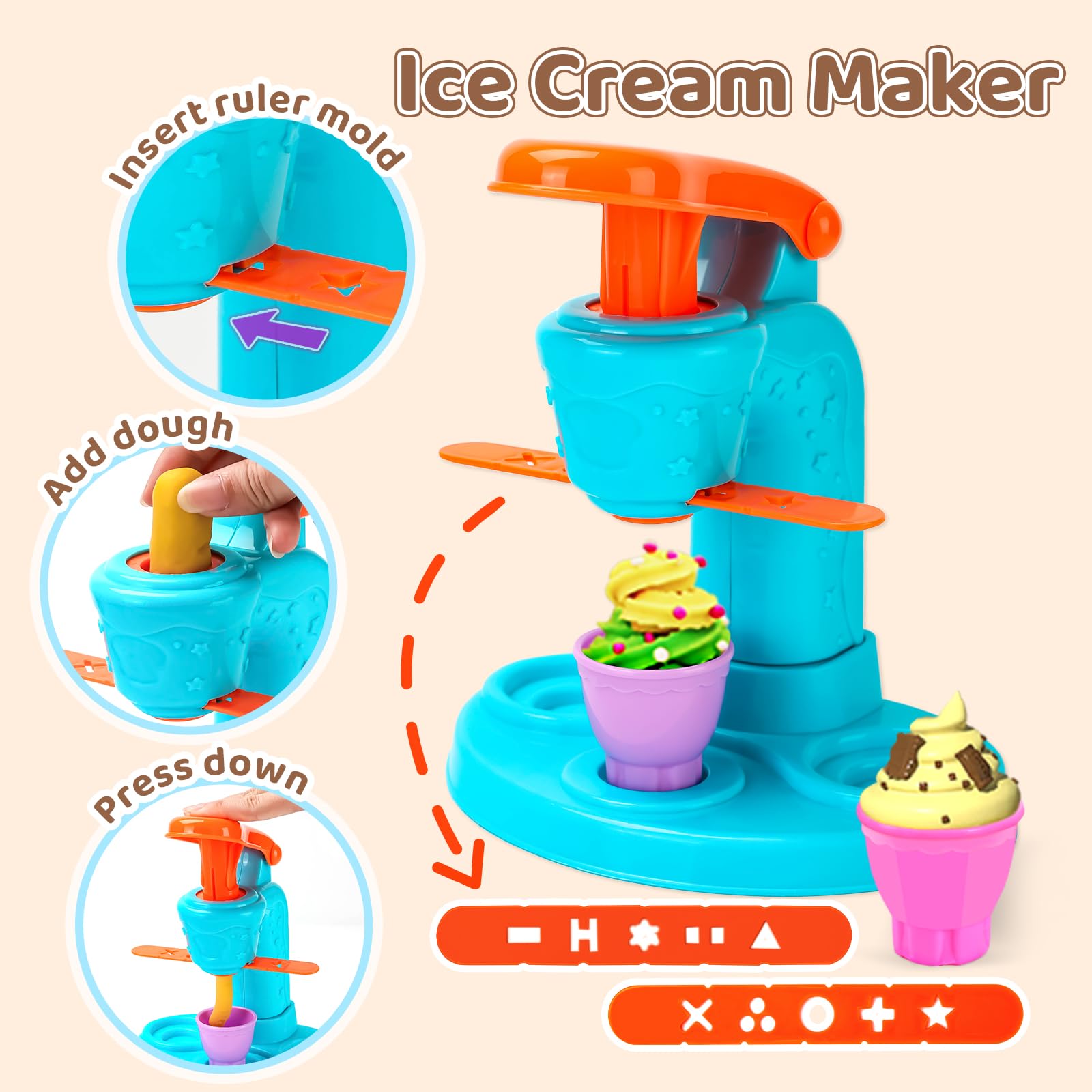Foto 3 pulgar | Set De Masa Aprilwolf, 70 Unidades, 4 En 1, Para Niños Con Máquina Para Hacer Helados - Venta Internacional.