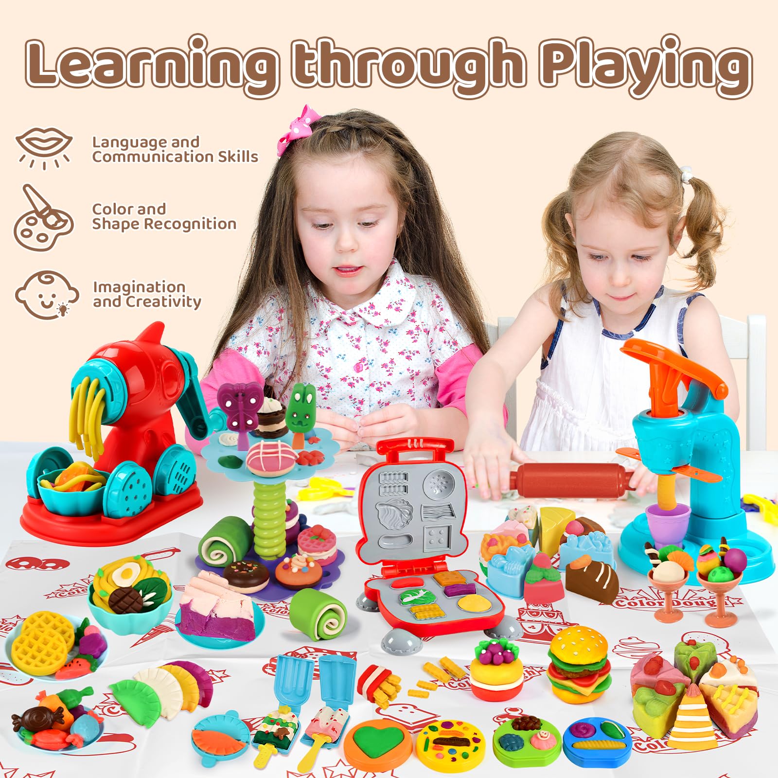Foto 7 pulgar | Juego De Masa Aprilwolf, 75 Unidades, 4 En 1, Para Niños Con Estante Para Postres - Venta Internacional.