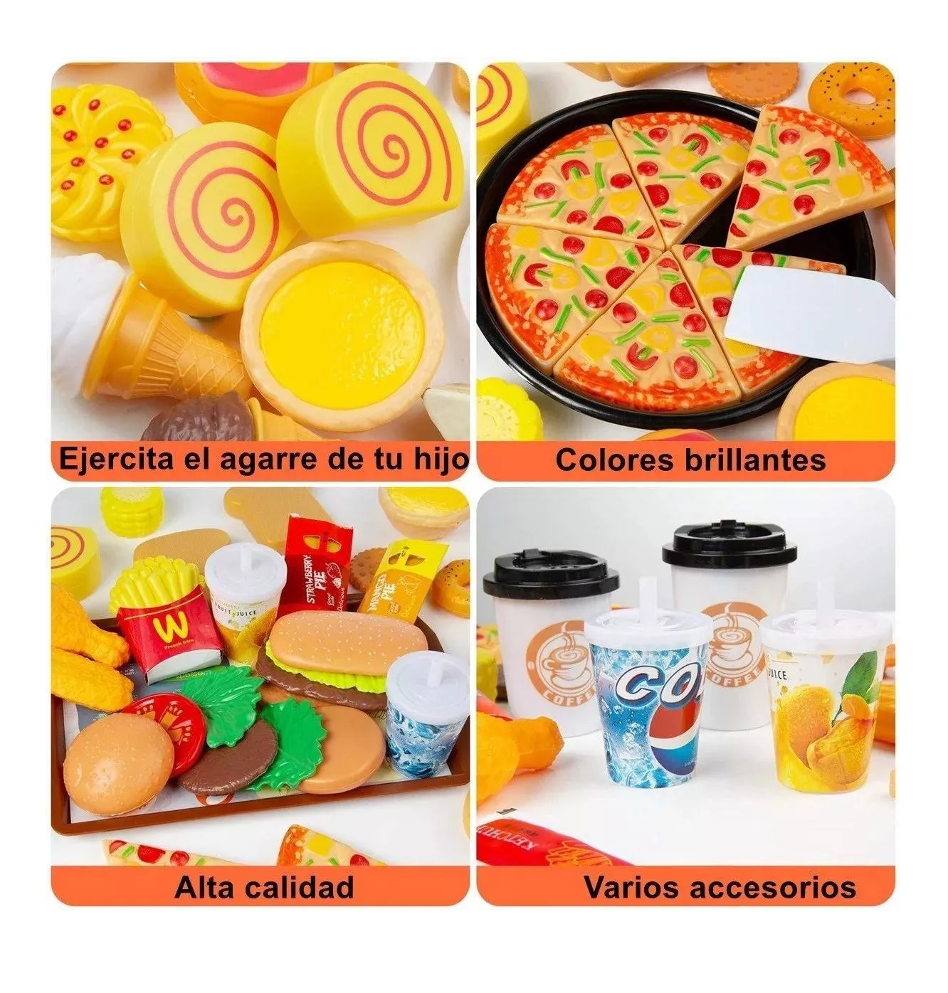 Foto 3 pulgar | Juego De Elementos De Cocina, Juguetes De Comida Para Niños Colores