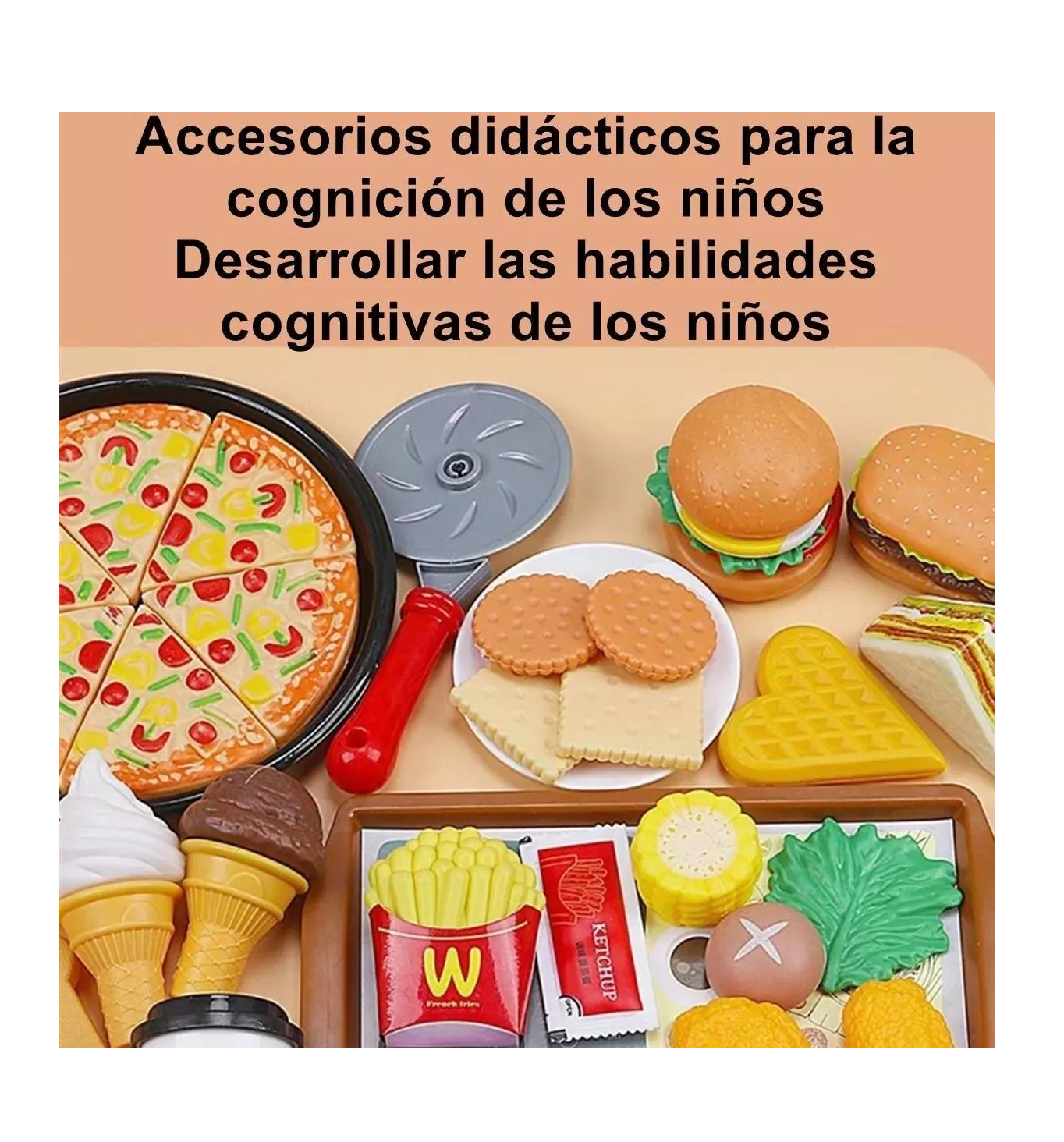 Foto 6 pulgar | Juego De Elementos De Cocina, Juguetes De Comida Para Niños Colores