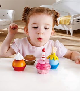 Foto 3 | Juego De Cocina De Juguete Con Forma De Cupcakes Con 4 Magdalenas De Madera Y Cobertura - Venta Internacional.