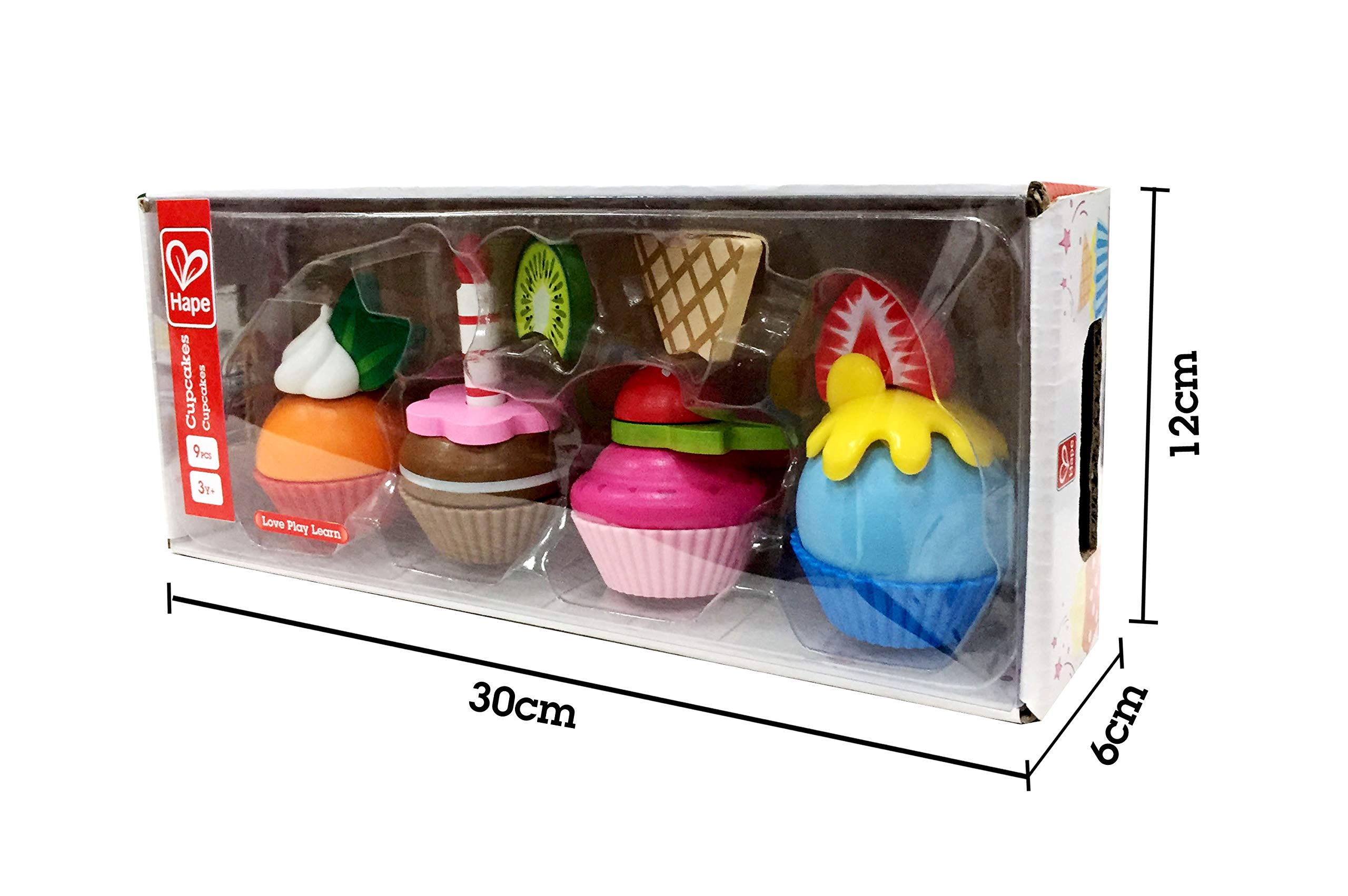 Foto 4 | Juego De Cocina De Juguete Con Forma De Cupcakes Con 4 Magdalenas De Madera Y Cobertura - Venta Internacional.