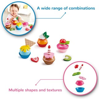 Foto 5 | Juego De Cocina De Juguete Con Forma De Cupcakes Con 4 Magdalenas De Madera Y Cobertura - Venta Internacional.