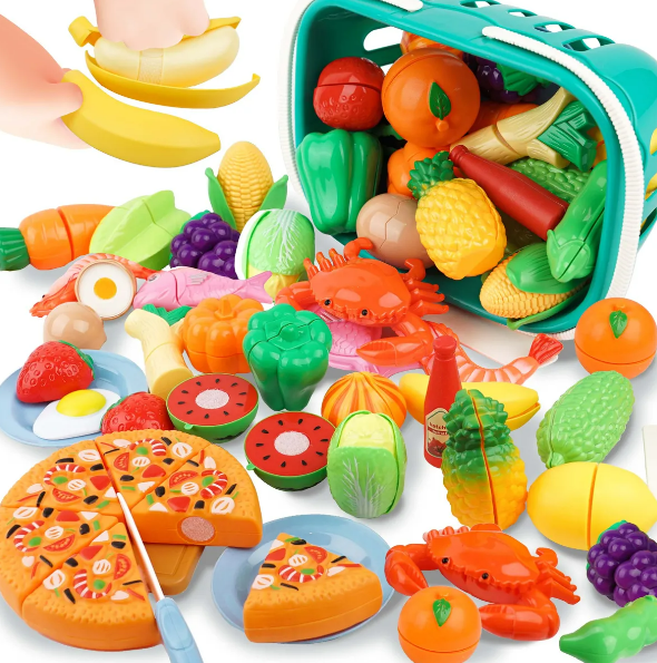Foto 3 pulgar | Xtellar Set De Cocina Educativo Para Niños Con Frutas Y Verduras Para Cortar De 70 Piezas