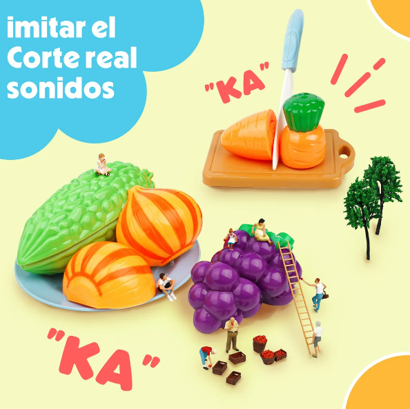 Foto 5 pulgar | Xtellar Set De Cocina Educativo Para Niños Con Frutas Y Verduras Para Cortar De 70 Piezas