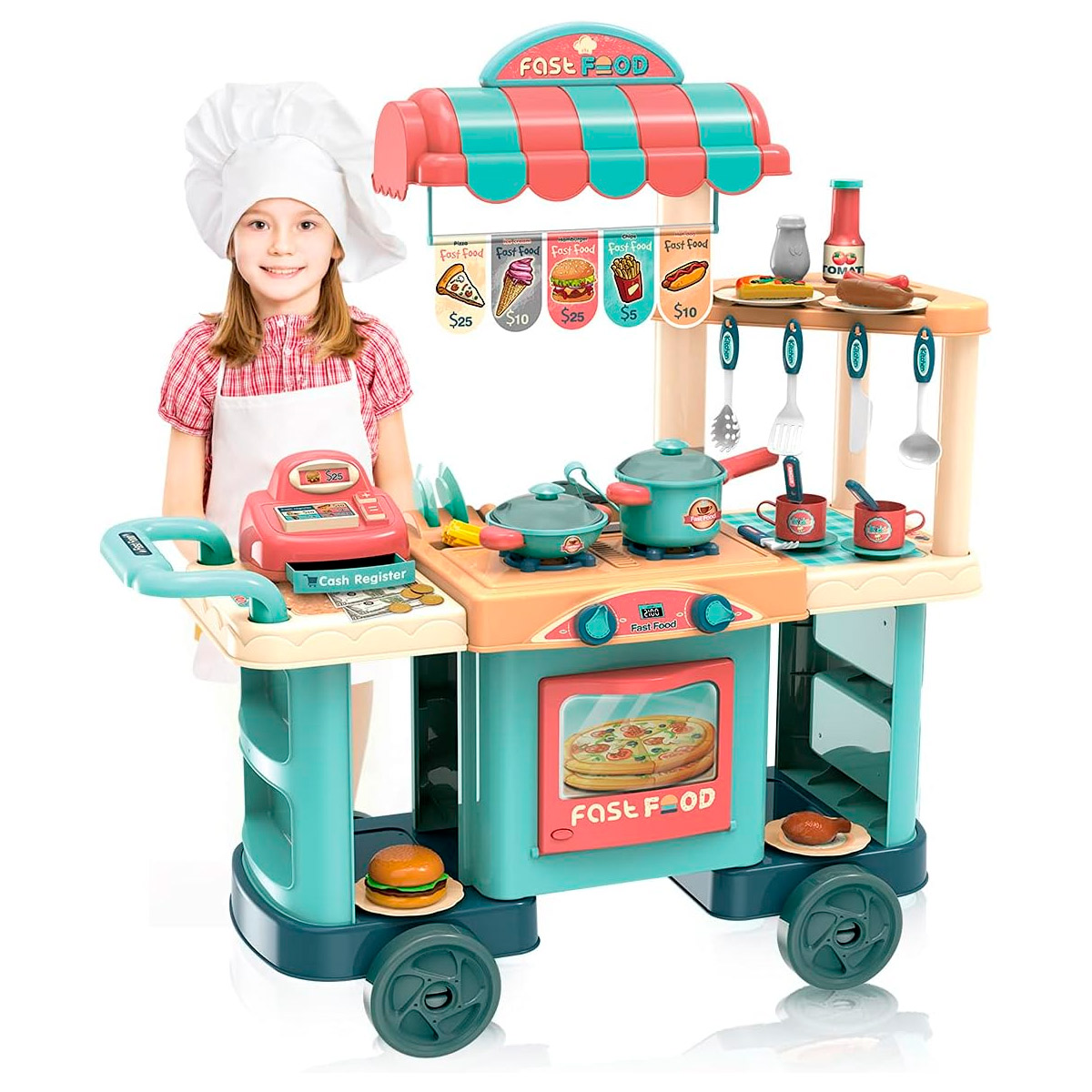 Foto 2 pulgar | Cocinita Infantil Para Niños Carrito De Comida