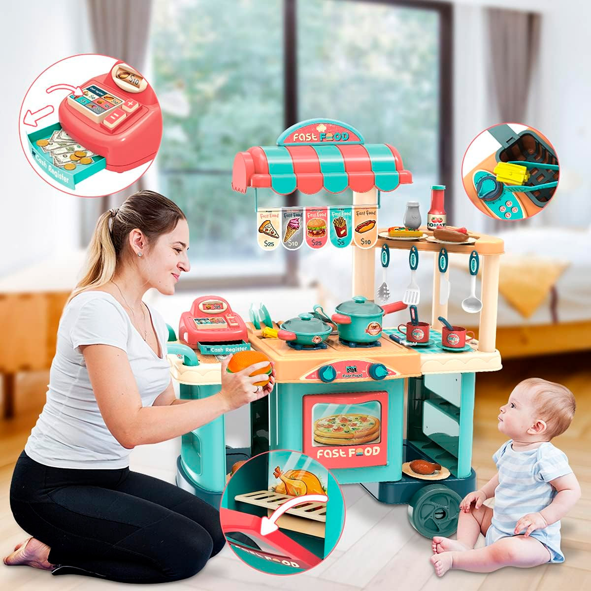 Foto 3 pulgar | Cocinita Infantil Para Niños Carrito De Comida
