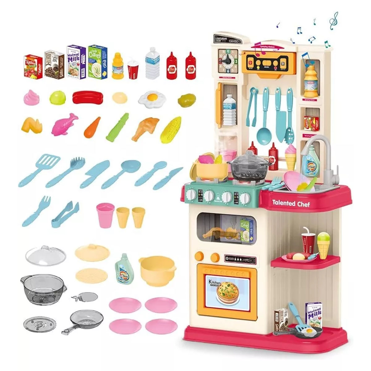 Foto 3 | Cocina Juguete Para Niños, Juego De Cocina Multifuncional Con Hornillo