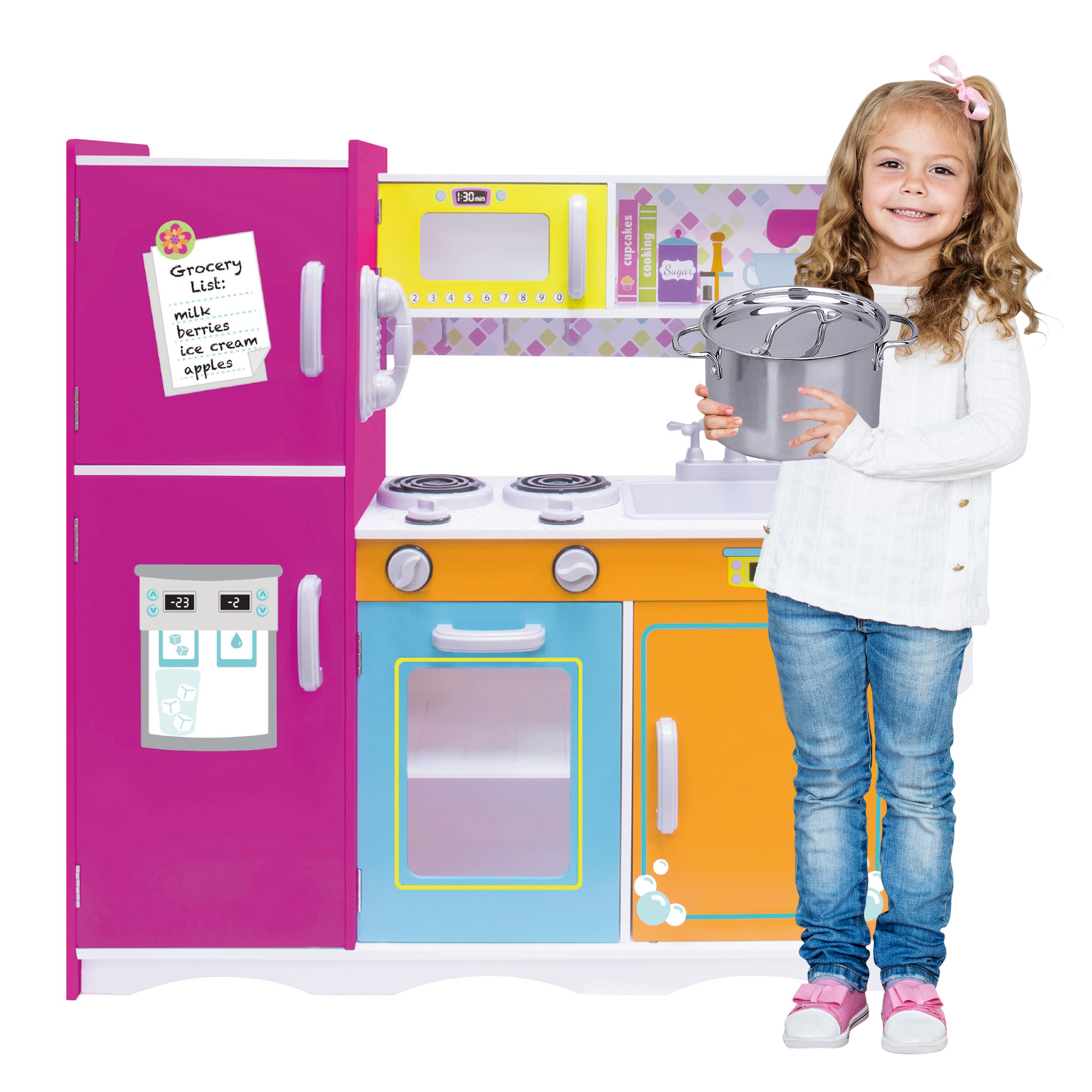 Cocinita de Madera Kids House -ult Big & Bright color Rosa