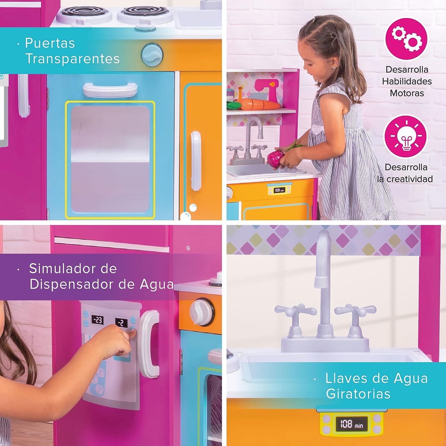 Foto 7 pulgar | Cocinita de Madera Kids House -ult Big & Bright color Rosa