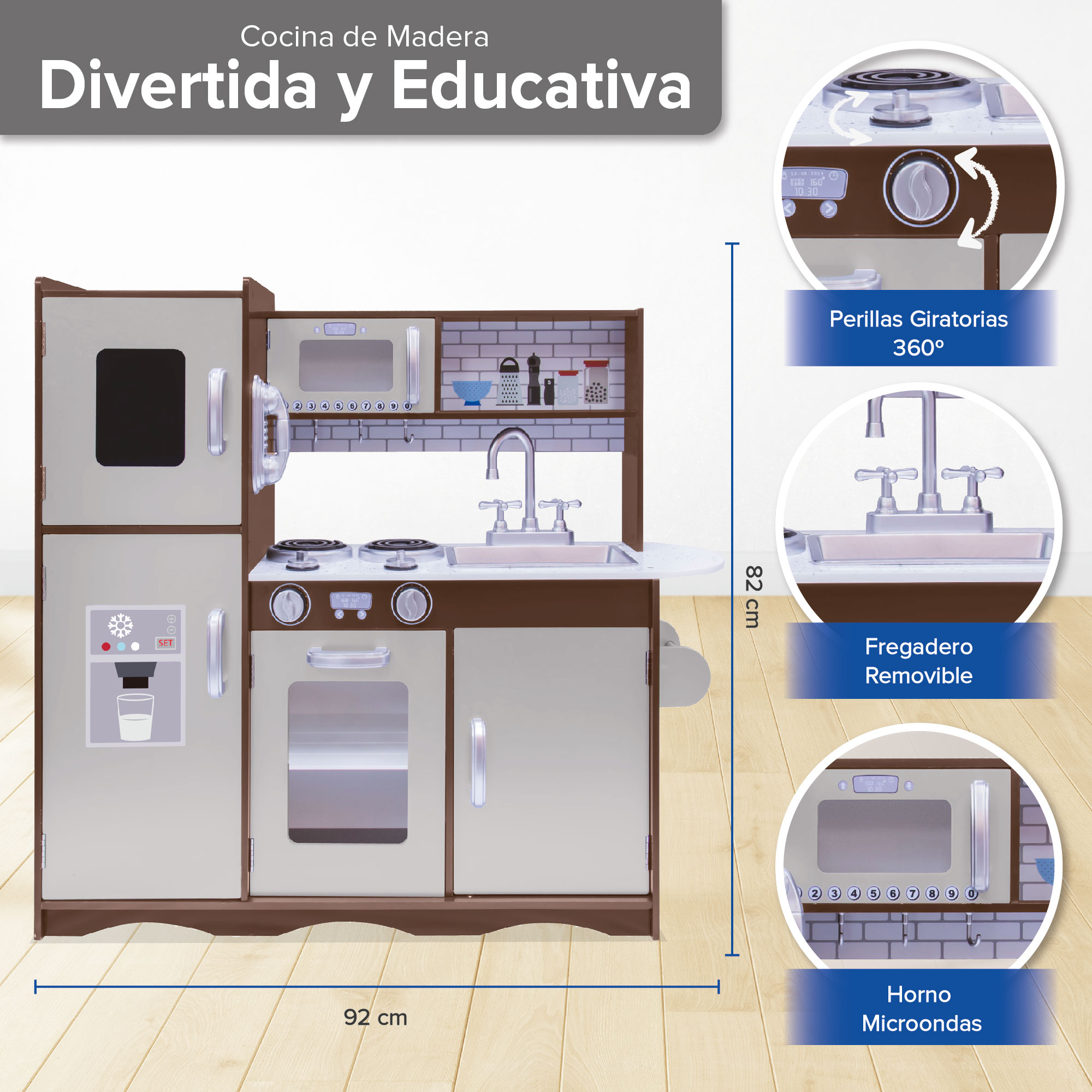 Foto 4 pulgar | Cocina de Madera Cocinita de Juguete Kids House color Café Ultimate Expresso