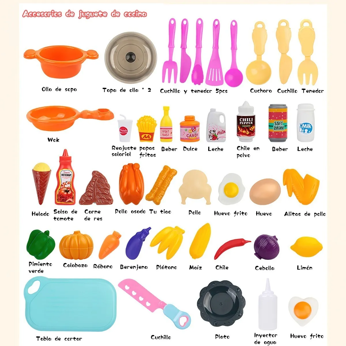 Foto 4 pulgar | Cocina de Juguete Malubero de 43 pz Multicolor