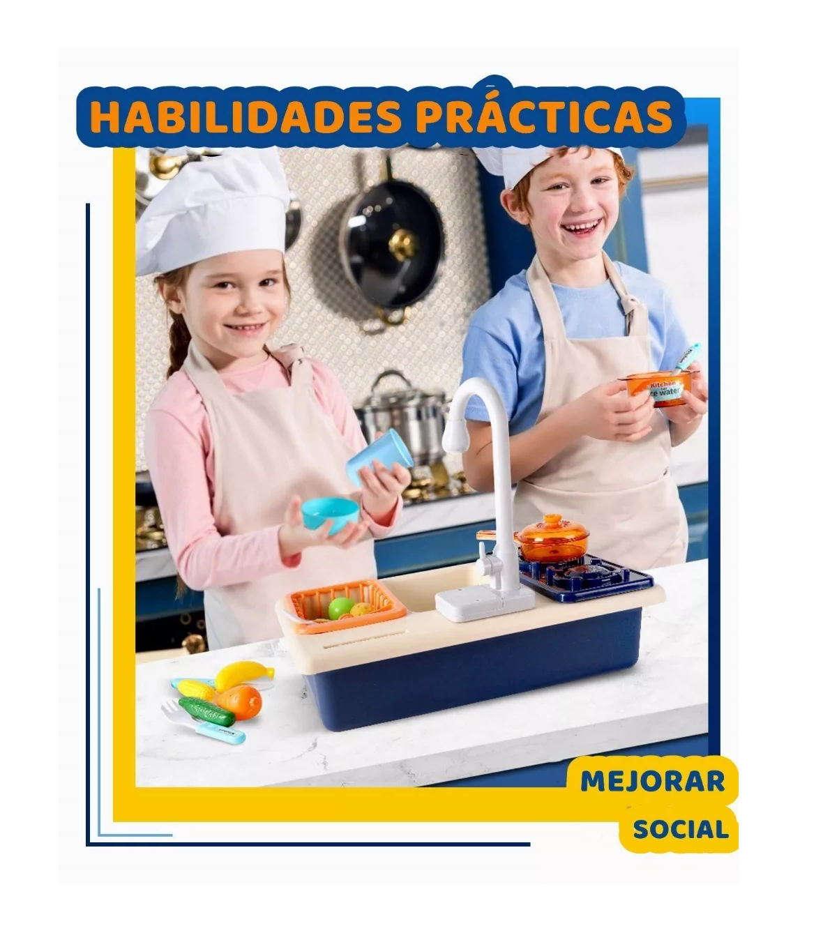 Foto 5 pulgar | Juguete KitchenChef de Fregadero de Cocina con Estufa Juego de 28 PZAS Multicolor