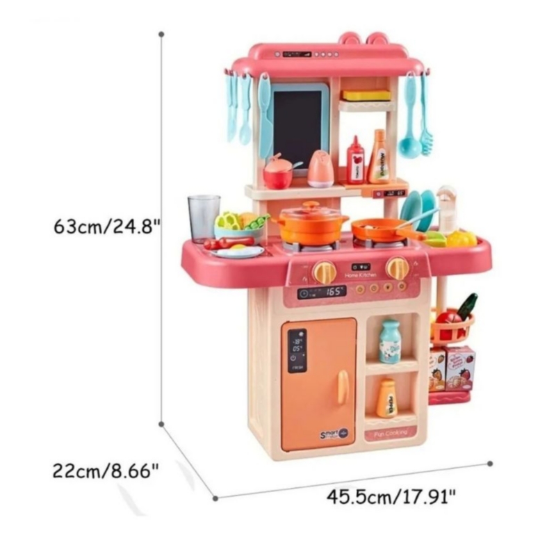 Foto 3 | Juego De Cocina De Juguete De 42 Piezas Con Luz, Sonido, Vapor, Agua Y Vapor Para Niñas - Venta Internacional.