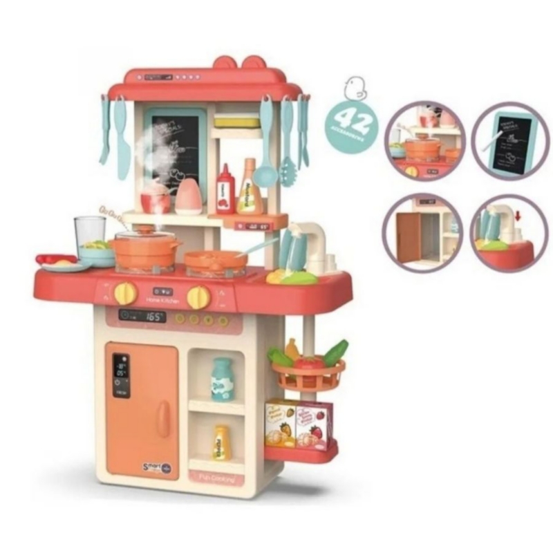 Foto 4 | Juego De Cocina De Juguete De 42 Piezas Con Luz, Sonido, Vapor, Agua Y Vapor Para Niñas - Venta Internacional.