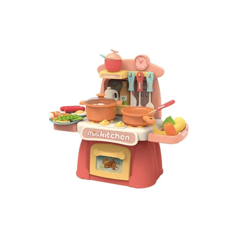 Minijuguete De Cocina Con Luz Y Sonido, 26 Piezas, Rosa, Para Niños Mayores De 3 Años - Venta Internacional.