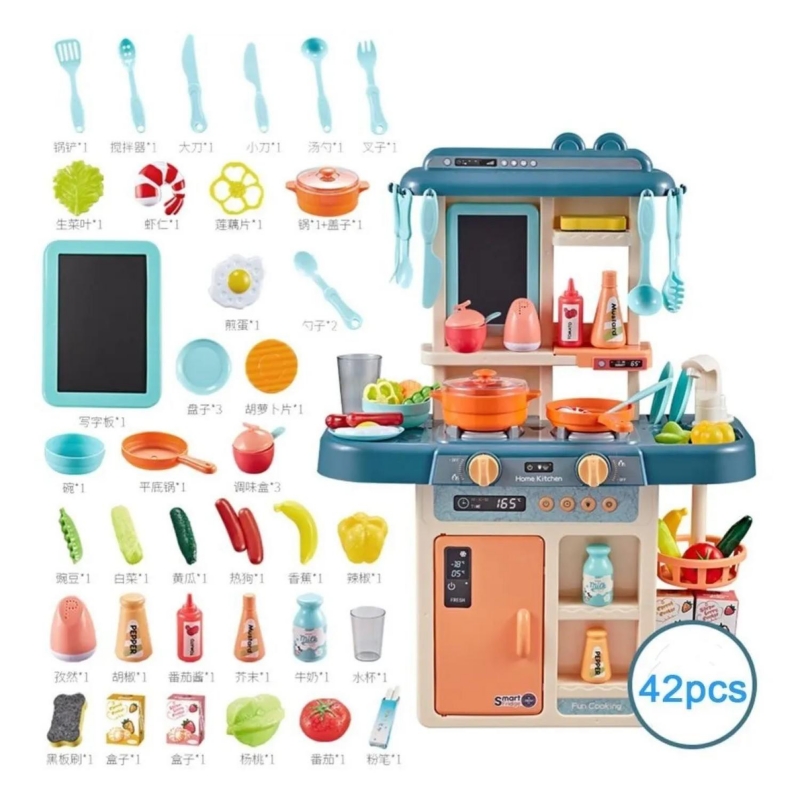 Foto 2 | Set De Juguetes De Cocina Con 42 Accesorios Azul Claro Para Niños Mayores De 3 Años - Venta Internacional.